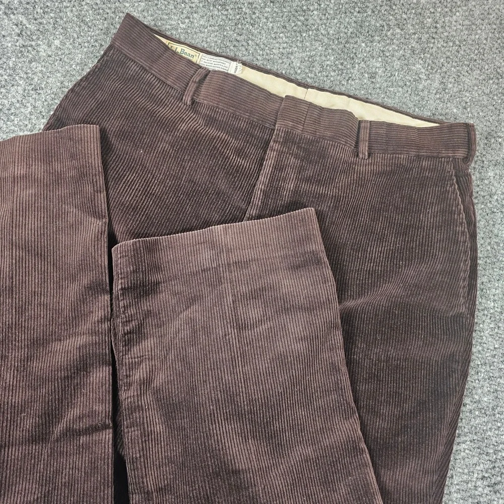 Vtg LL Bean Corduroy Pants Mens 37x30 Brown‎ Wide Wale Straight Leg Freeport